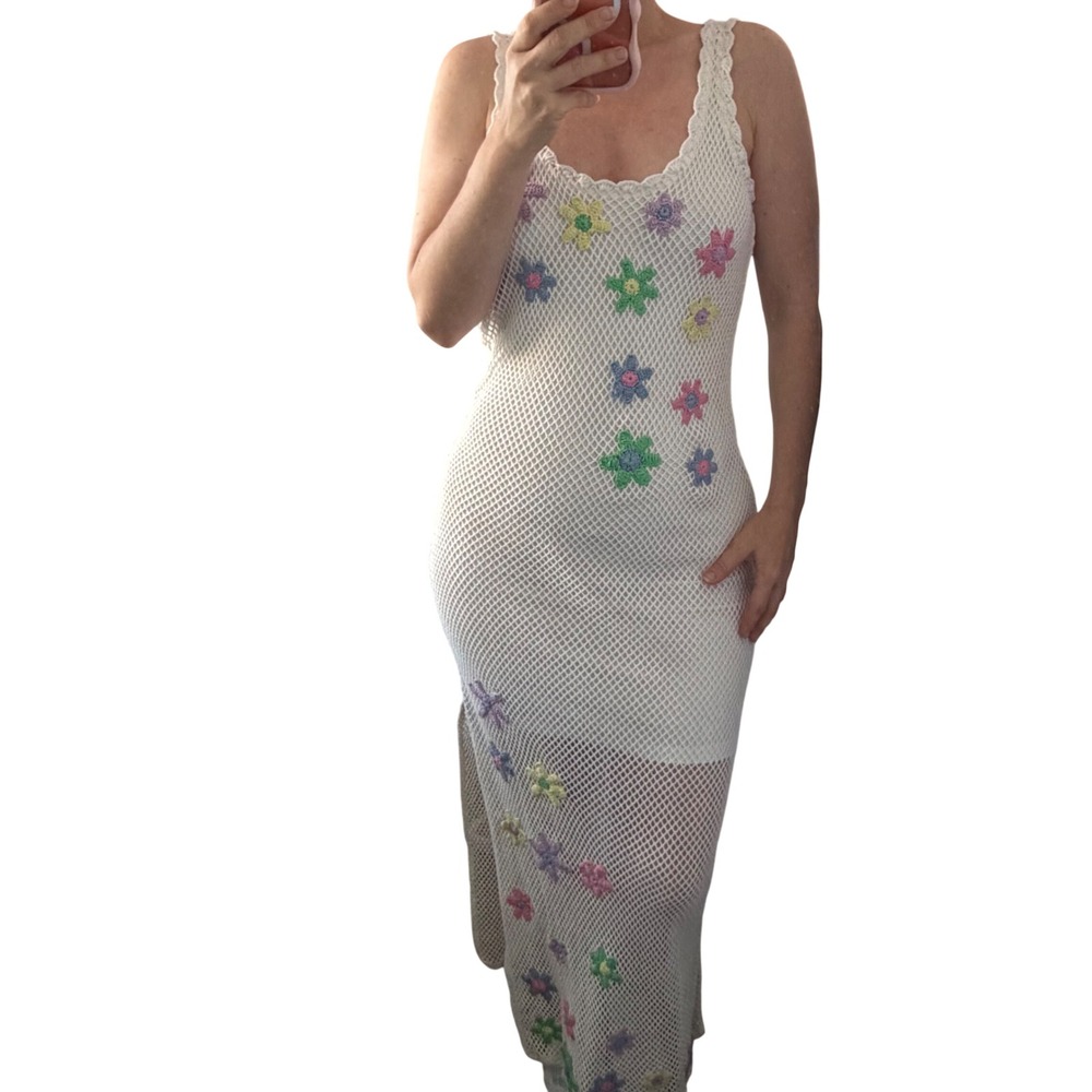 Beach Riot Ivory Crochet Floral Applique Maxi Dress Small New With Tags Boho